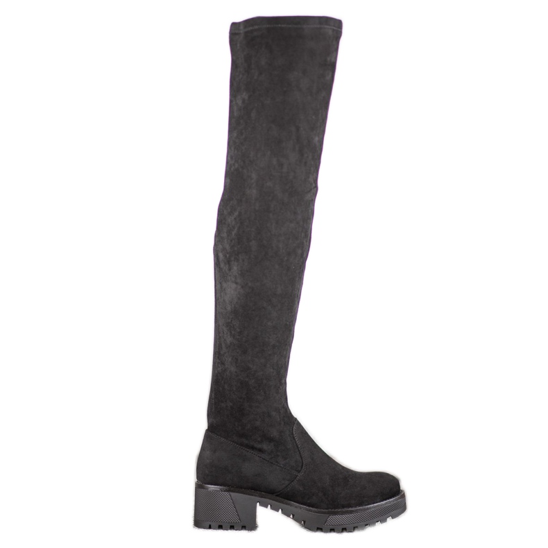 SDS Cizme din piele de căprioară pe platformă negru