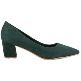 Small Swan Pompe confortabile din piele de căprioară verde Small Swan Pompe confortabile din piele de căprioară verde