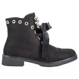 Bella Paris Cizme cu fundă decorativă negru Bella Paris Cizme cu fundă decorativă negru