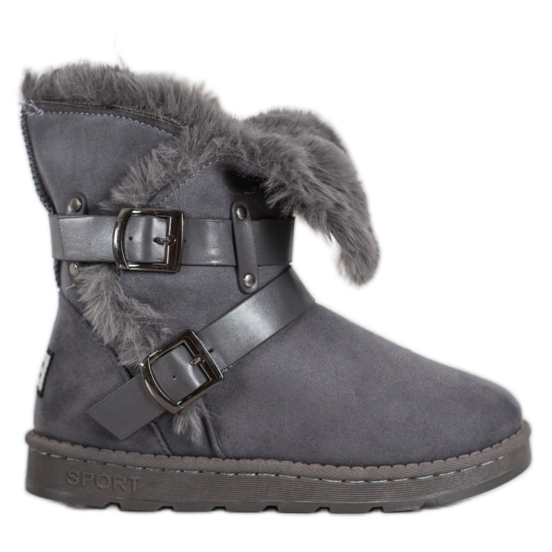 Bona Mukluki din piele de căprioară cu dungi gri