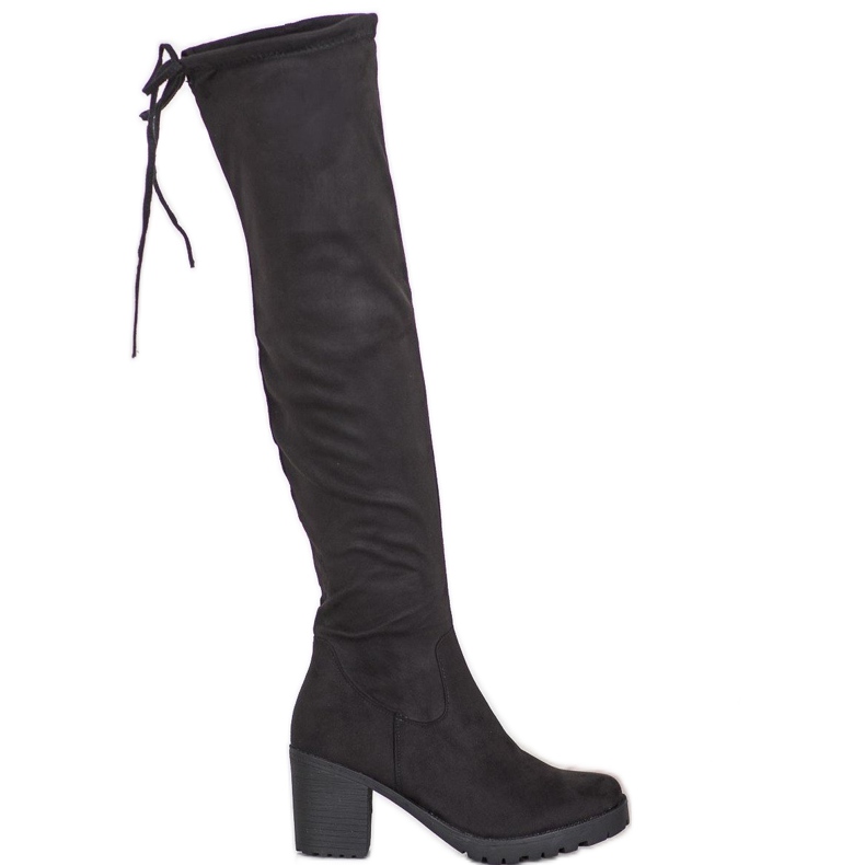 SHELOVET Cizme cu platformă din piele de căprioară negru