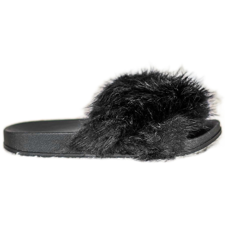 SHELOVET Papuci confortabili din blană negru