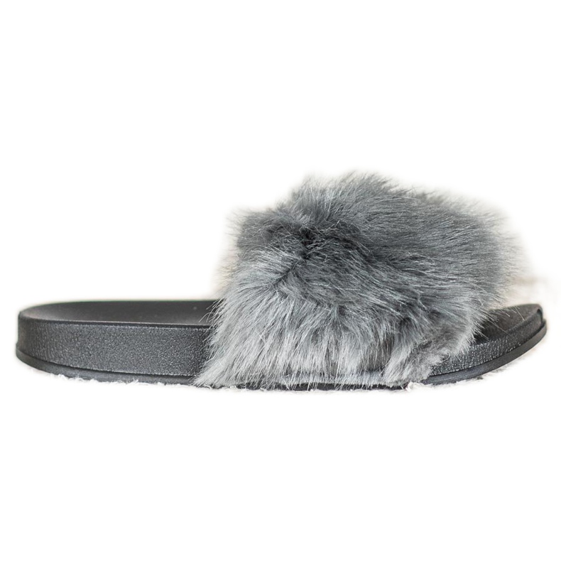 SHELOVET Papuci confortabili din blană gri