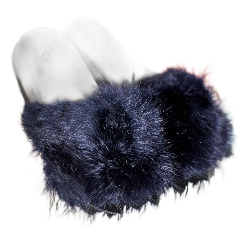 SHELOVET Papuci confortabili din blană albastru
