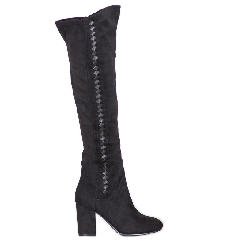 SDS Cizme cu toc înalt din piele de căprioară negru SDS Cizme cu toc înalt din piele de căprioară negru