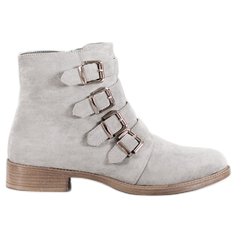 Sergio Leone Ghete din piele de căprioară cu catarame gri