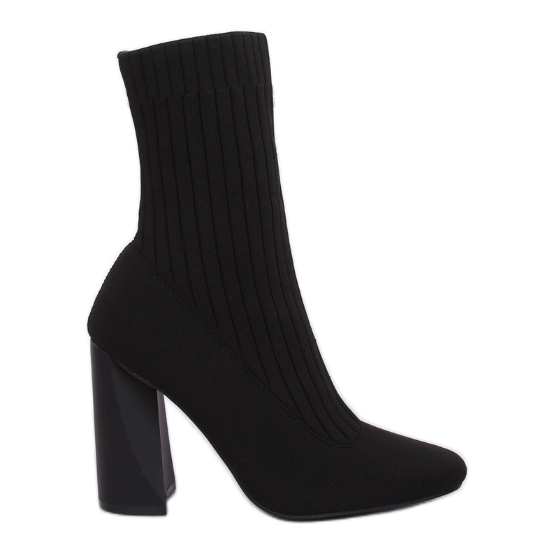 Cizme negre șosete negre X8037 negru galben