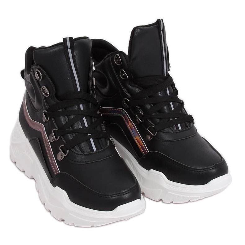 Pantofi sport negri cu glezna înaltă RB-3348 Negru