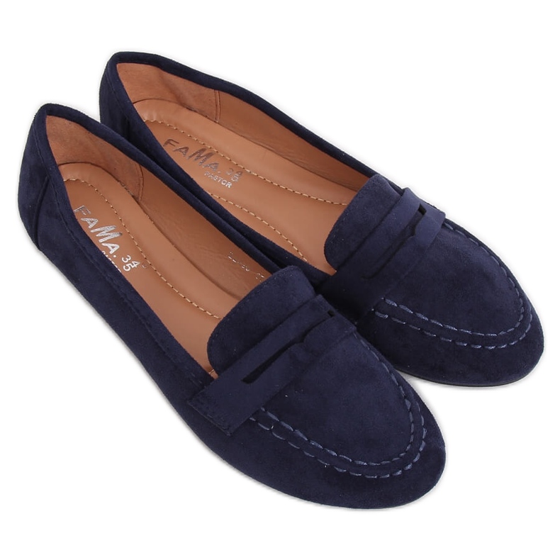 Mocasini de damă bleumarin B2030 Dk Blue albastru marin