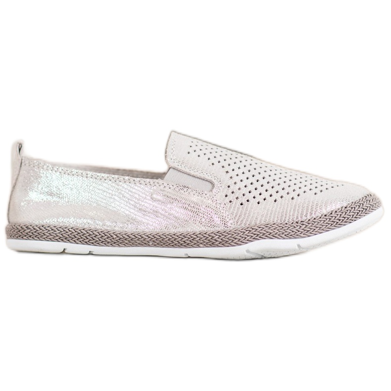 Goodin Espadrile din piele ajurată gri galben