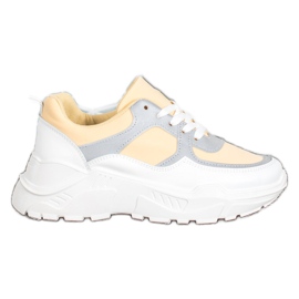 SHELOVET Adidași eleganți alb galben