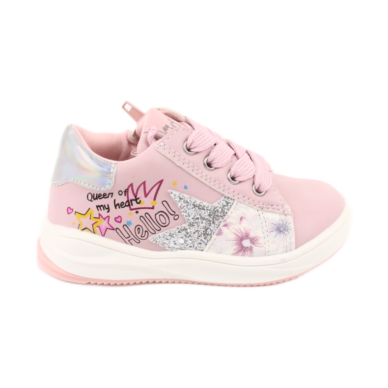 Pantofi sport American Club GC15 stele pentru fete roz gri