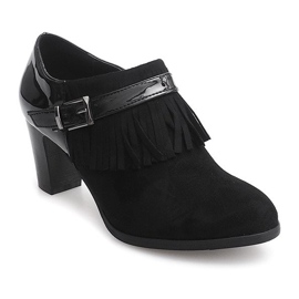 Ghete pe toc Boho Fringe 6660 Negru