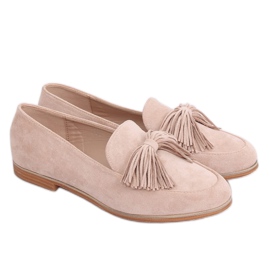Mocasini dama bej cu franjuri T357P Bej Mocasini dama bej cu franjuri T357P Bej