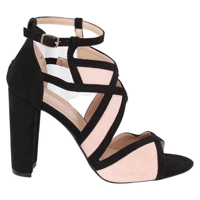Sandale negre și roz pe stâlp LE071P Roz negru