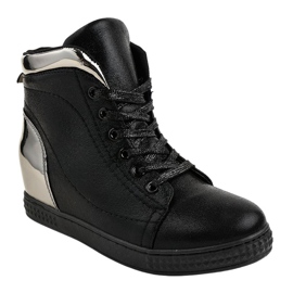 Adidași lăcuți negri pe o pană R469-2 negru Adidași lăcuți negri pe o pană R469-2 negru