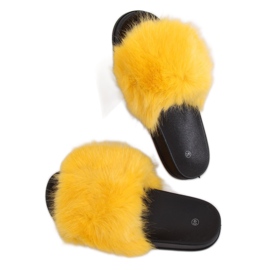 Galben CK107P Papuci de blană galbeni Galben CK107P Papuci de blană galbeni