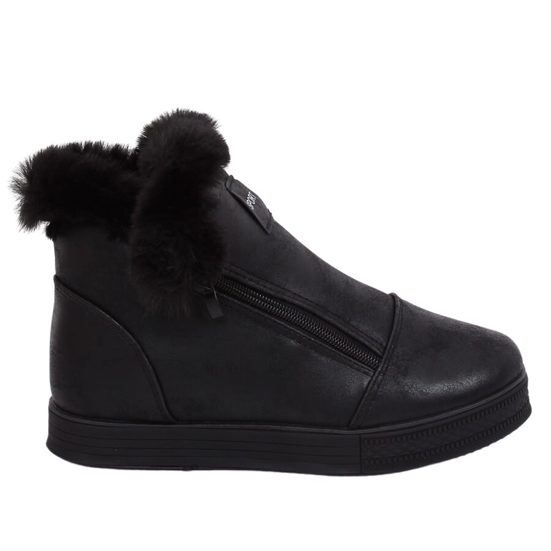 Adidași negri cu gleznă cu blană W19-29 Black II Quality negru