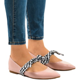 Balerini cu dantelă roz cu arcuri NK07P Balerini cu dantelă roz cu arcuri NK07P