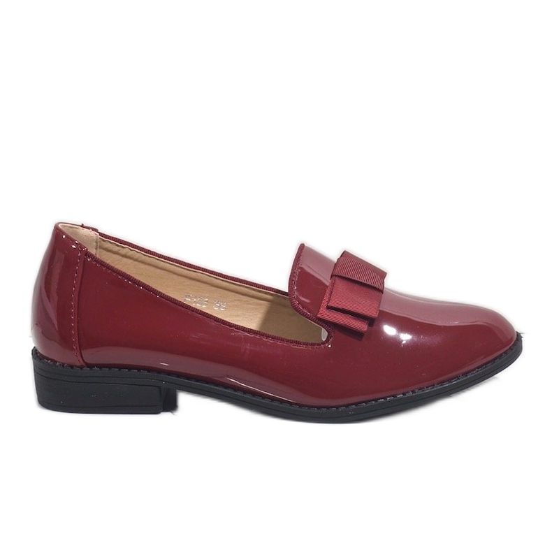 Mocasini roșii pentru femei cu fundă F158 roșu