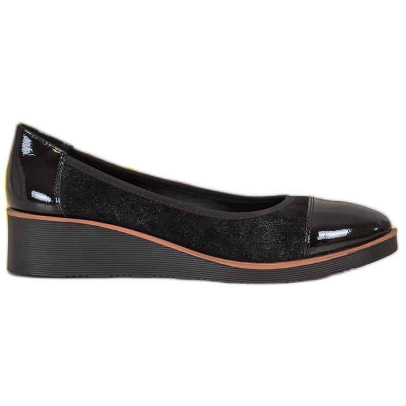 VINCEZA balerini cu toc negru multicolor