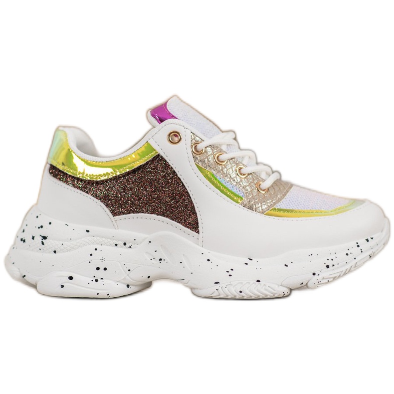 SHELOVET Adidași cu paiete pe platformă alb galben