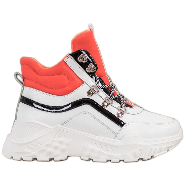Ideal Shoes Ghete de moda alb portocale multicolor