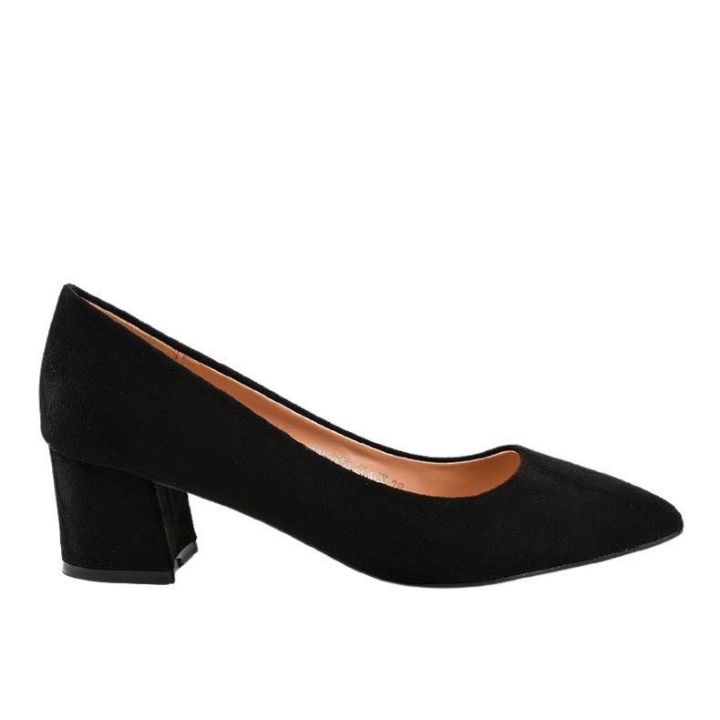 Pompe din piele de căprioară neagră pe stâlpul FM1089 negru