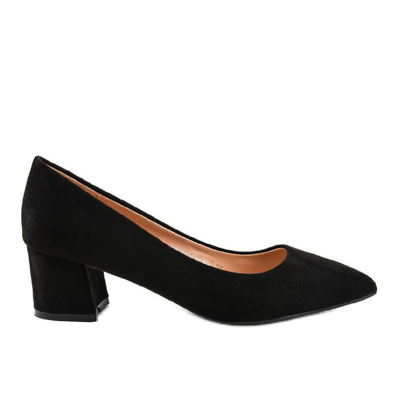 Pompe negre pe un stâlp din eco-piele de căprioară FM3030 negru galben