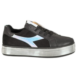 Ideal Shoes Adidași cu efect Holo negru galben Ideal Shoes Adidași cu efect Holo negru galben