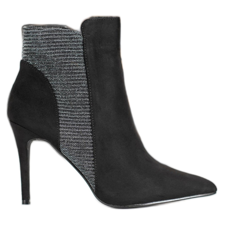 SHELOVET Ghete din piele de căprioară pe toc înalt negru