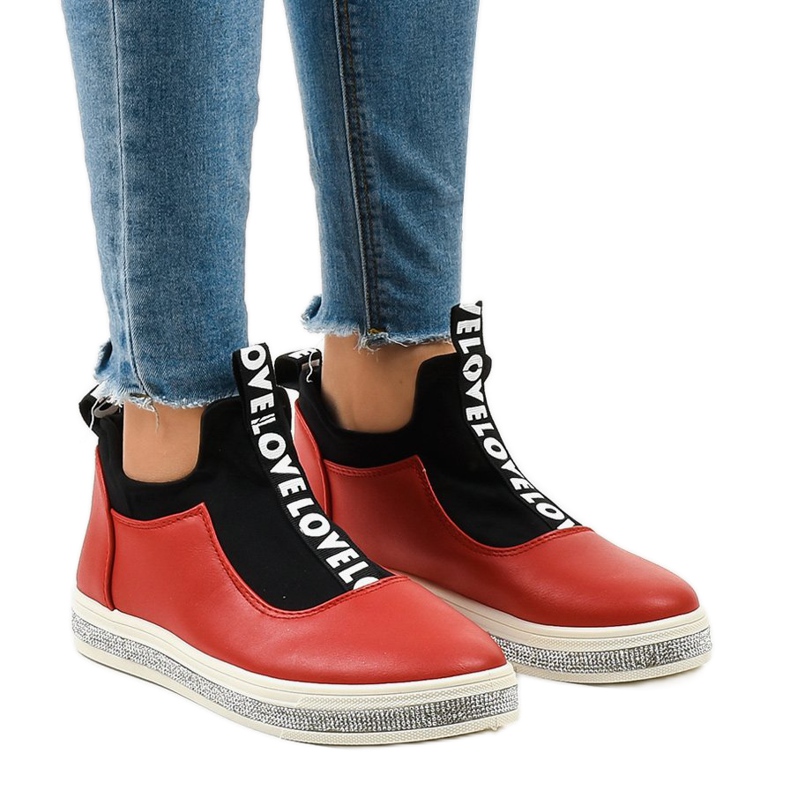 Adidași alunecați din lycra roșii 1155-Y roșu