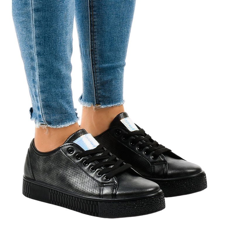 Adidași de dama negri creepersy F-2969 negru