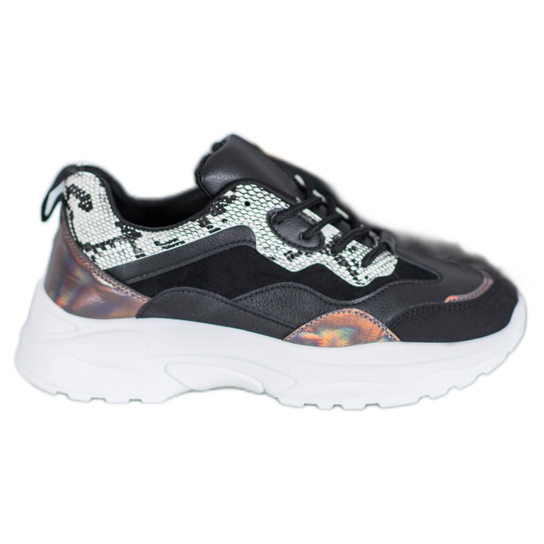 SHELOVET Adidași legați cu piele ecologică negru multicolor