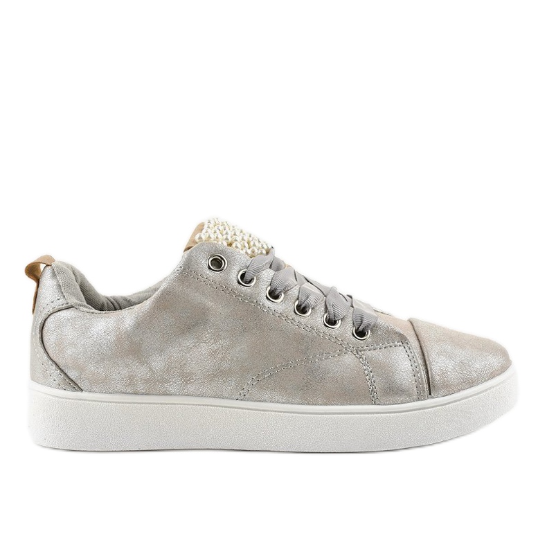 Adidași gri decorați cu perle 373-Y