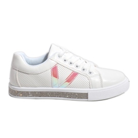 Adidași albi decorați cu diamante X703 Adidași albi decorați cu diamante X703