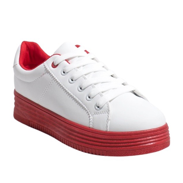 Adidași albi pe talpă roșie groasă W-68 roșu