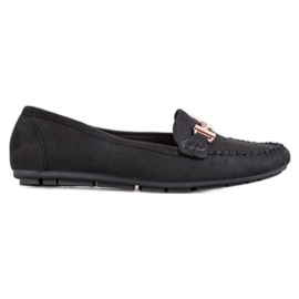 Clowse Mocasini negri cu ornament negru
