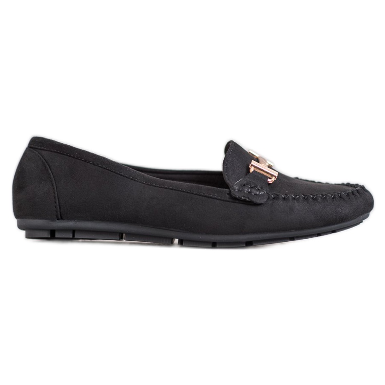 Clowse Mocasini negri cu ornament negru