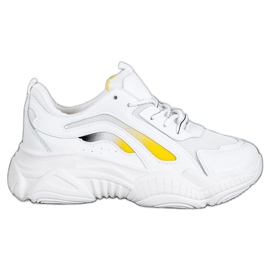 SHELOVET Adidași la modă pe platformă alb galben
