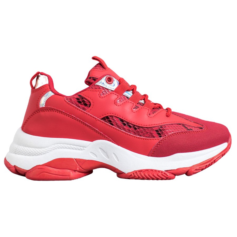 SHELOVET Adidași cu platformă cu imprimeu șarpe roșu