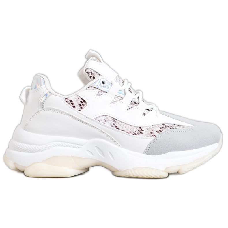 SHELOVET Adidași cu platformă cu imprimeu șarpe alb