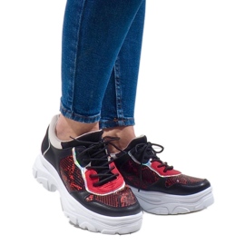 Adidași de sport negri la modă R-462 negru multicolor Adidași de sport negri la modă R-462 negru multicolor