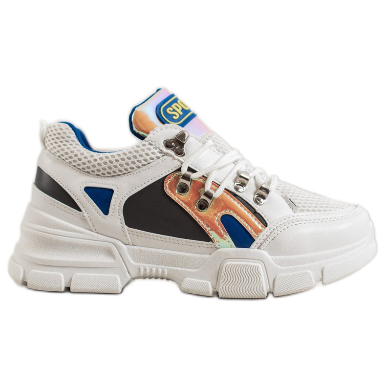 Bella Paris Adidași de modă cu plasă alb multicolor Bella Paris Adidași de modă cu plasă alb multicolor