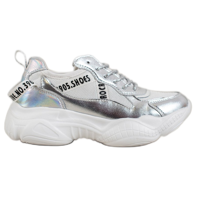 Goodin Adidași din piele argintie gri