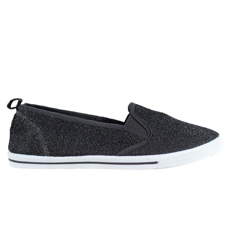 SHELOVET Încălțăminte slip-on cu sclipici negru