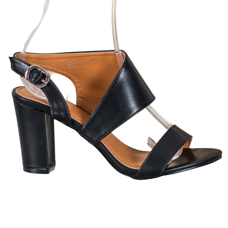 SHELOVET Sandale confortabile cu toc înalt negru