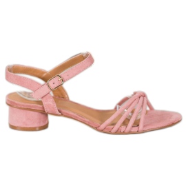 Small Swan Sandale cu toc mic roz Small Swan Sandale cu toc mic roz