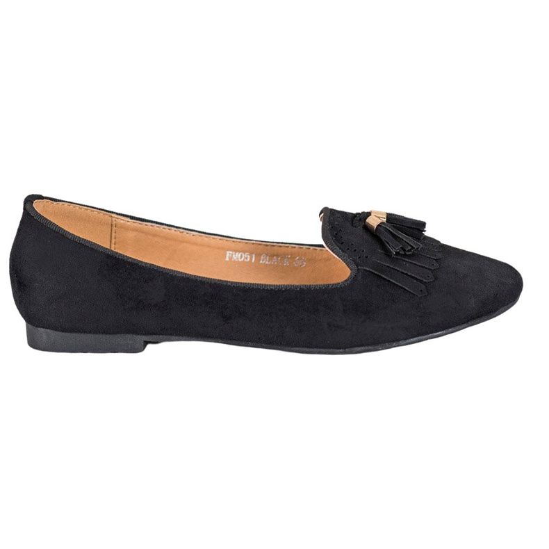 Fama Domnii din piele de căprioară cu franjuri negru