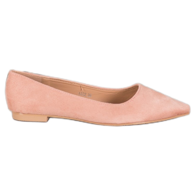 SHELOVET Suede Ballerina In Spitz roz